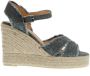 Castañer Grijze Sleehak Espadrilles Kruis Stof Lurex Gray Dames - Thumbnail 1