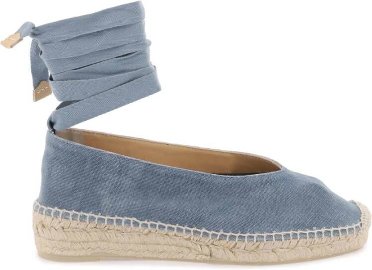 Castañer Handgemaakte ballerina espadrilles met V-vormige bovenkant Blue Dames