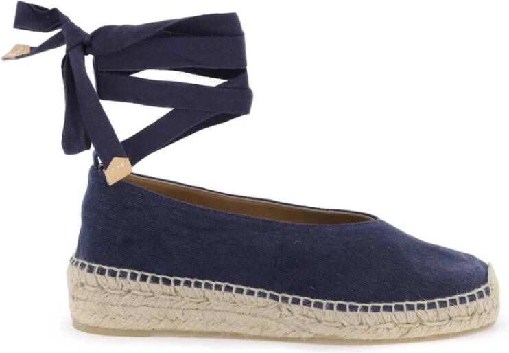 Castañer Handgemaakte Ballerina Espadrilles met V-vormige Bovenkant Blue Dames