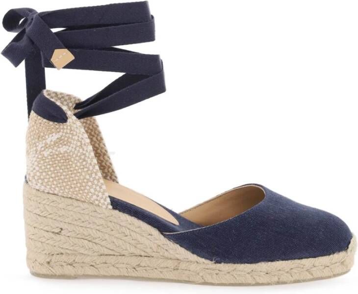 Castañer Blauwe Sleehak Espadrilles met Enkelbandjes Blue Dames