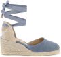 Castañer Carina gewassen katoenen espadrilles met striksluiting en 7 cm sleehak. Blue Dames - Thumbnail 13