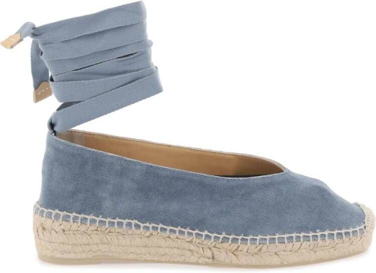 Castañer Handgemaakte V-vormige Ballet Espadrilles Blue Dames