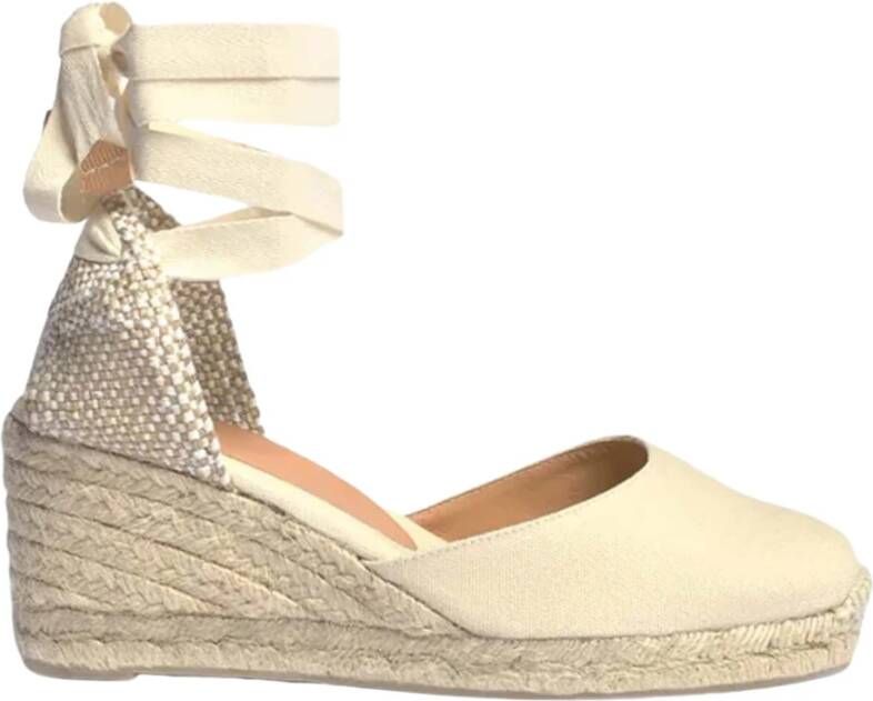 Castañer Ivoor Katoenen Espadrille Sleehakken Beige Dames