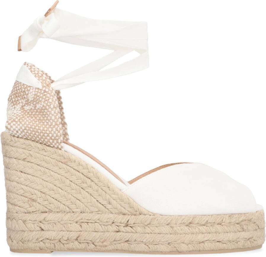 Castañer Jute wedge espadrilles met veters White Dames