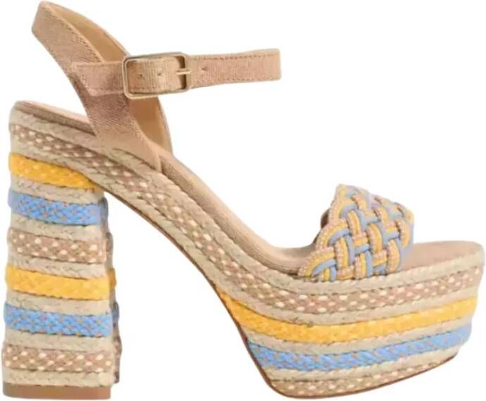 Castañer Kleurrijke Platform Sandalen Anne Beige Dames