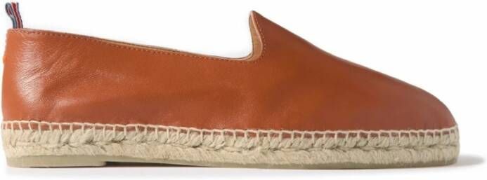 Castañer Leren Espadrilles Logo Rubberen Zool Brown Heren