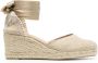 Castañer Carina katoenen espadrilles met striksluiting en 5 cm sleehak. Beige Dames - Thumbnail 19