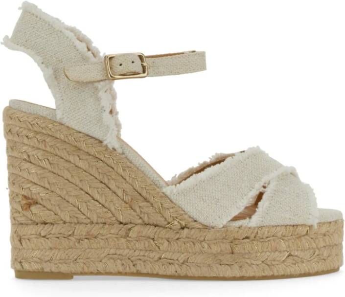 Castañer Linnen Espadrille met Verstelbare Gespsluiting White Dames