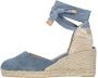 Castañer Carina gewassen katoenen espadrilles met striksluiting en 7 cm sleehak. Blue Dames - Thumbnail 1