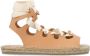 Castañer Natuurlijk Leren Sandalen Open Teen Lint Beige Dames - Thumbnail 1