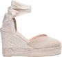 Castañer Natuurlijke Espadrille Sleehak met Geweven Details Beige Dames - Thumbnail 1