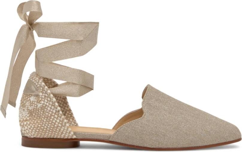 Castañer Platte Linnen Metallische Espadrille Gray Dames