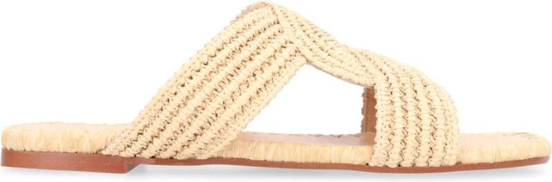 Castañer Raffia Square Toeline Slides Beige Dames