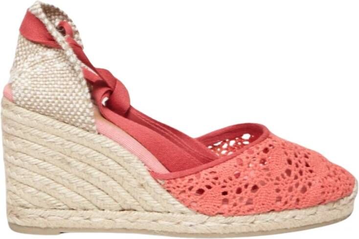 Castañer Roze Gehaakte Sleehak Espadrilles Pink Dames