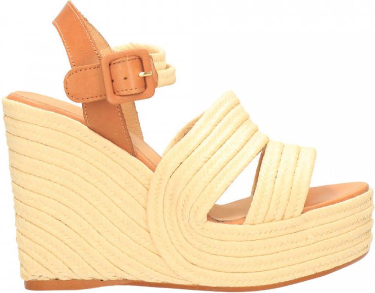 Castañer Gevlochten Leren Sleehak Sandalen Beige Dames