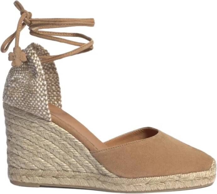 Castañer Beige Espadrille Sandalen met Vetersluiting Beige Dames