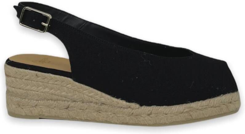 Castañer Espadrilles met Vierkante Neus en Verstelbare Band Black Dames