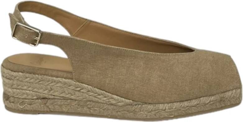 Castañer Canvas Sleehak Espadrilles met Open Neus Beige Dames