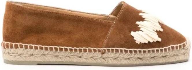 Castañer Karen espadrille flats gemaakt in Spanje met splitleer en raffia hebben een gesloten neus. Brown Dames