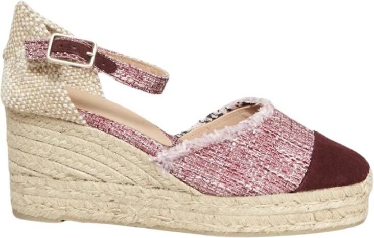 Castañer Tweed Sleehak Espadrilles Rood Suède Red Dames