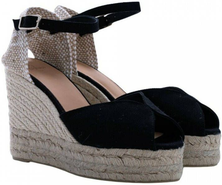 Castañer Zwarte Canvas Platform Wedge Espadrilles Black Dames