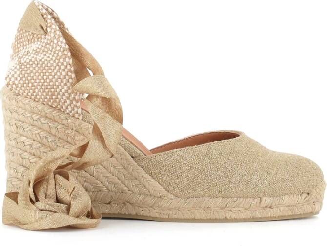 Castañer Beige Espadrille Sandalen met Raffia Sleehak Beige Dames