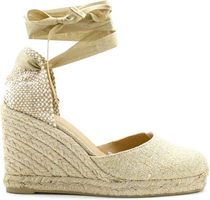 Castañer Beige Espadrille Sandalen met Raffia Sleehak Beige Dames