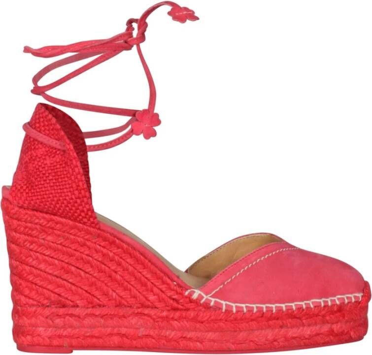 Castañer Wig Espadrilles met Suède en Katoen Pink Dames