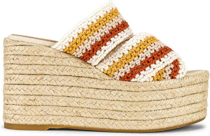 Castañer Wig Espadrilles Sandalen Multicolor Logo Hak Beige Dames