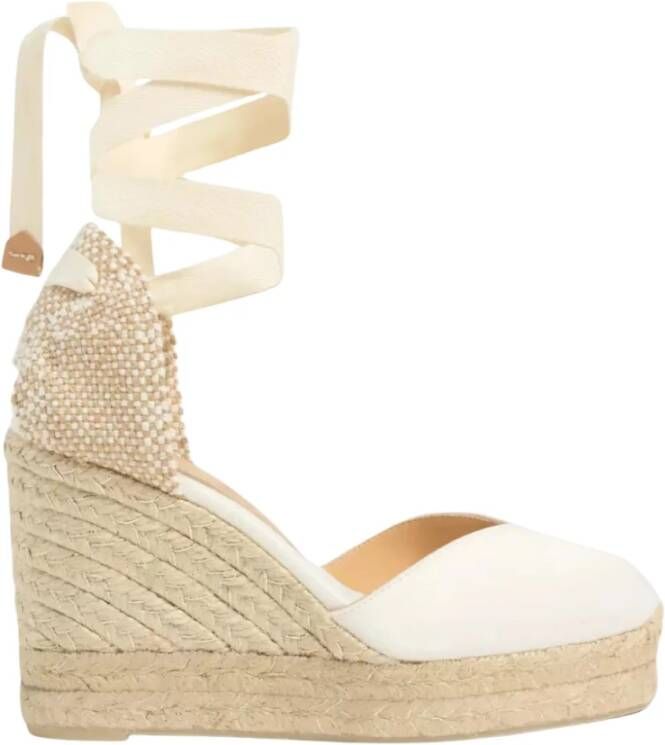 Castañer Witte Espadrilles met 11cm Sleehak White Dames