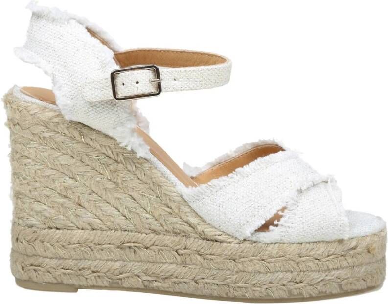 Castañer Witte Gouden Espadrilles Sandalen Ronde Neus White Dames