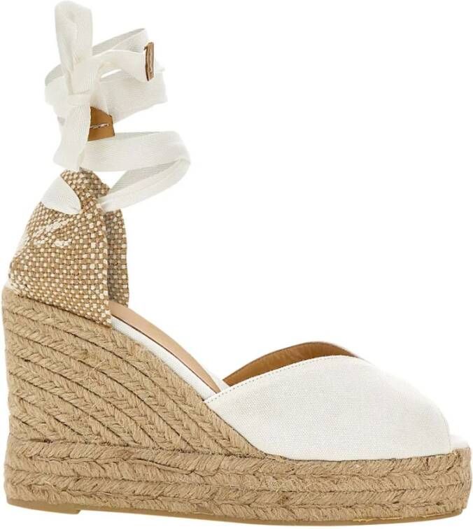 Castañer Jute wedge espadrilles met veters White Dames