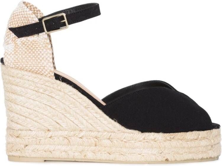 Castañer Zwarte Canvas Platform Wedge Espadrilles Black Dames