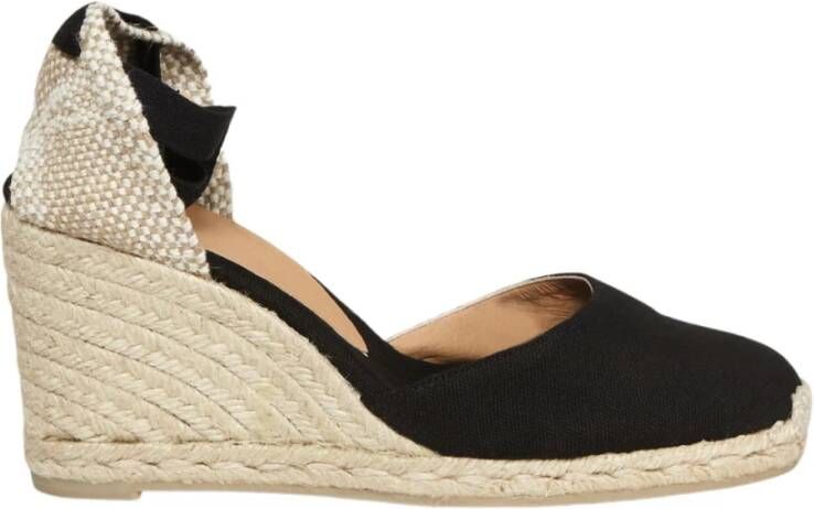 Castañer Zwarte Espadrille Sneakers met Enkelveters Black Dames