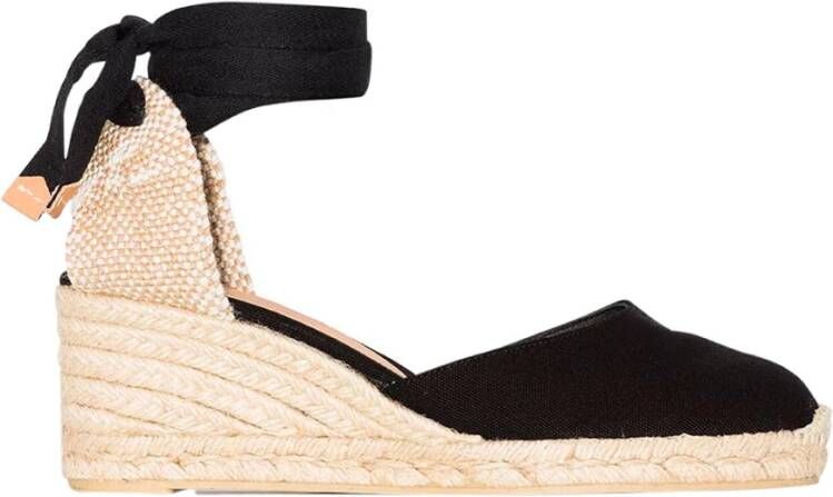 Castañer Zwarte Espadrille Sneakers met Enkelveters Black Dames