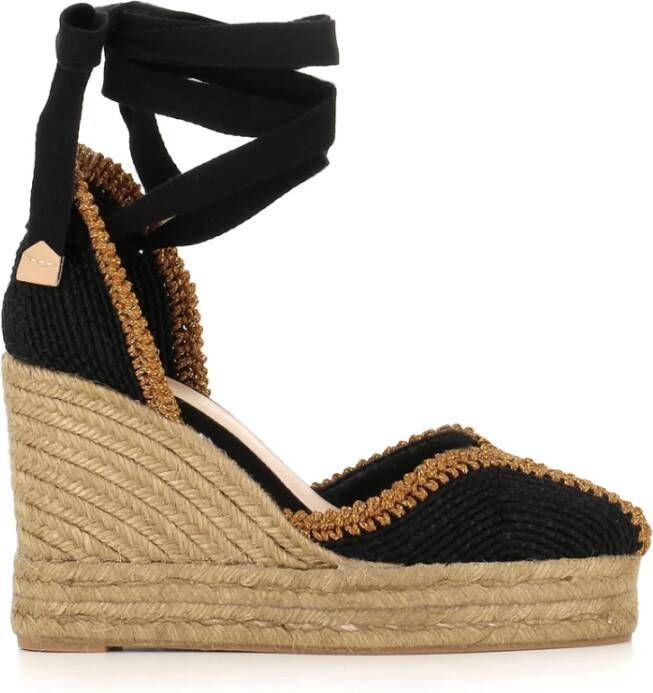 Castañer Zwarte Espadrilles met Lurex-stiksels Black Dames