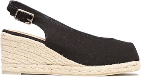 Castañer Zwarte katoenen open teen sleehak espadrille Black Dames