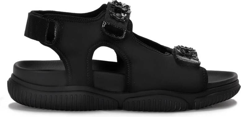 Cecilie Bahnsen Neopreen Sandalen met Dubbele Band en Bloemen Black Dames