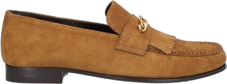 Celine Bruin Leren Loafer Schoenen Franje Detail Brown Heren