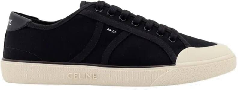 Celine Canvas Sneakers Leren Detail Mannen Black Heren