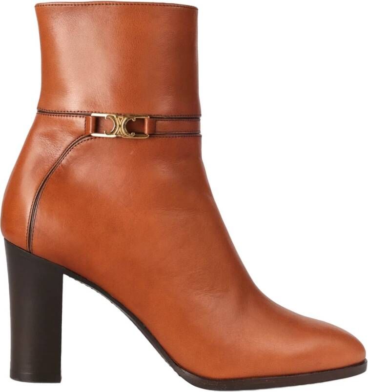 Celine Elegante Leren Enkellaarzen Brown Dames