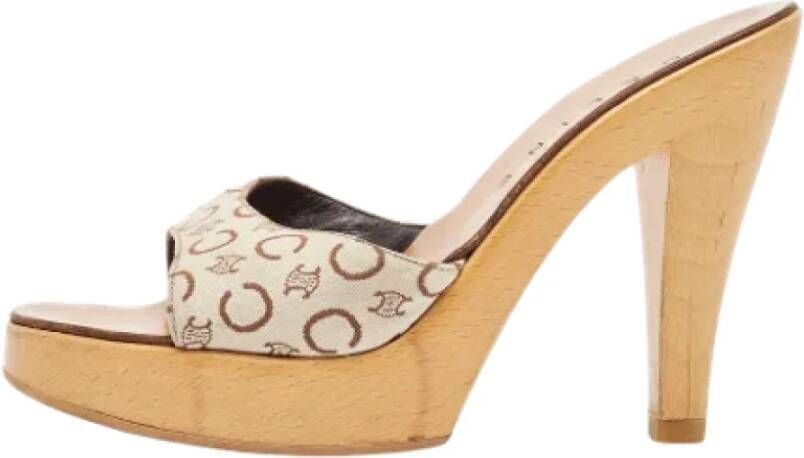 Celine Vintage Pre-owned Canvas sandals Beige Dames