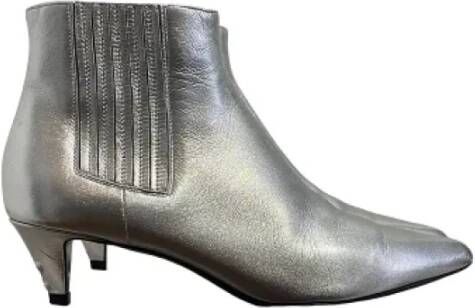 Celine Vintage Pre-owned Leather boots Gray Dames