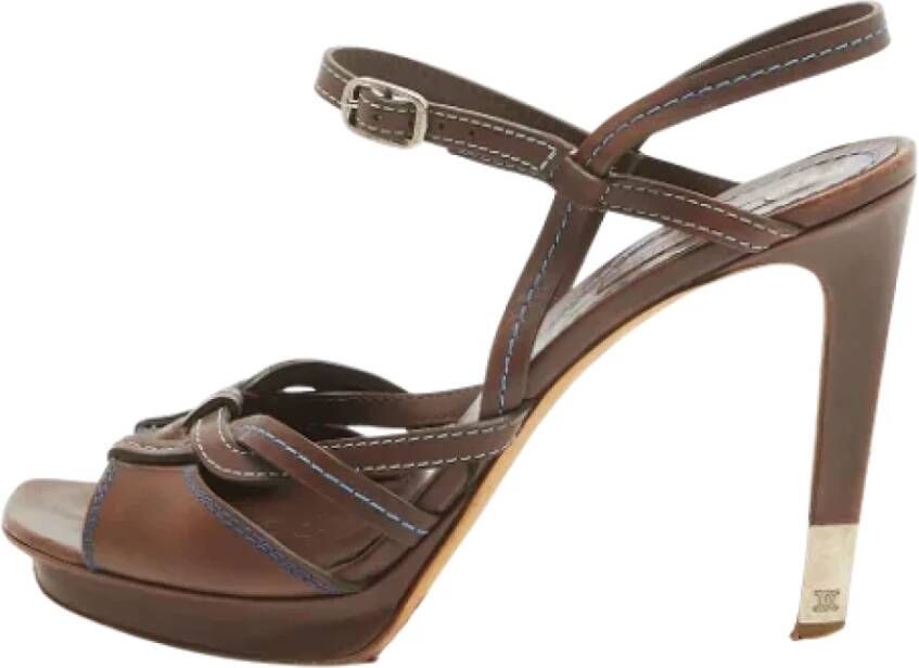 Celine Vintage Pre-owned Leather sandals Brown Dames