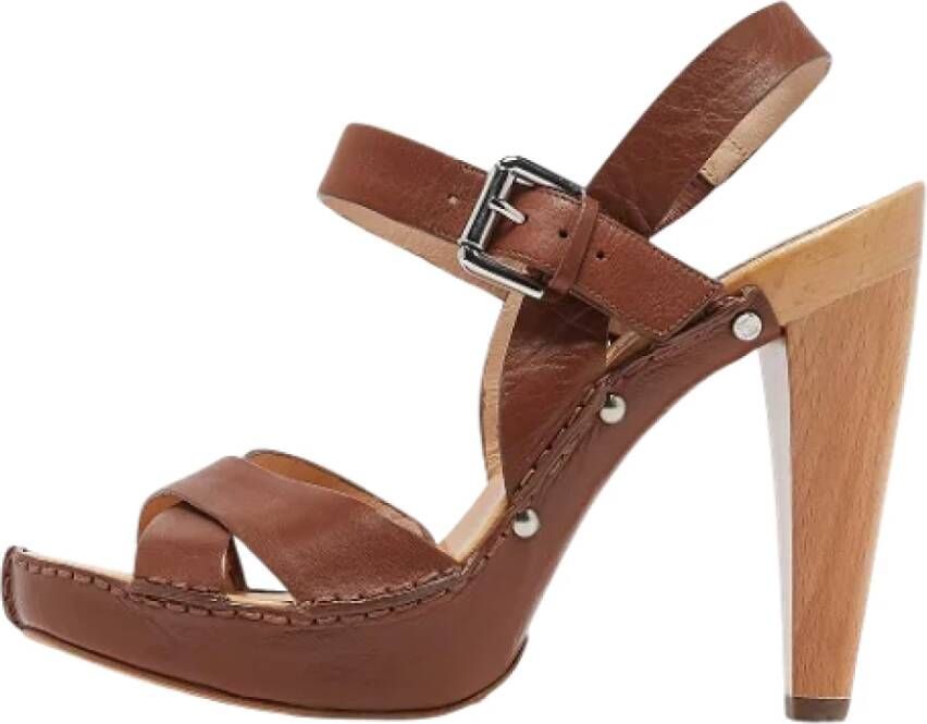 Celine Vintage Pre-owned Leather sandals Brown Dames