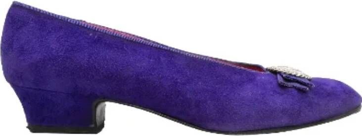 Celine Vintage Pre-owned Suede flats Purple Dames