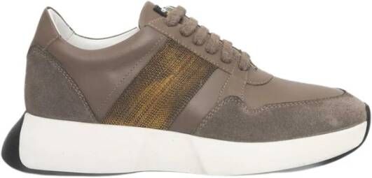 Cerruti 1881 Beige Leren Plateau Sneakers Logo Brown Dames