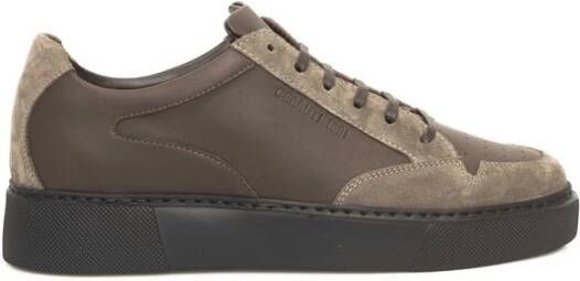 Cerruti 1881 Beige Leren Sneaker met Logo Beige Heren