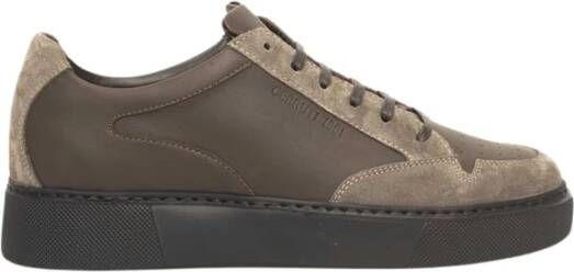 Cerruti 1881 Beige Leren Sneaker met Logo Multicolor Heren