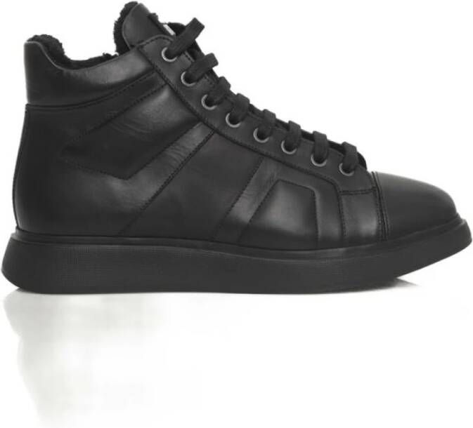 Cerruti 1881 Echt Leren Hoge Sneaker Black Dames